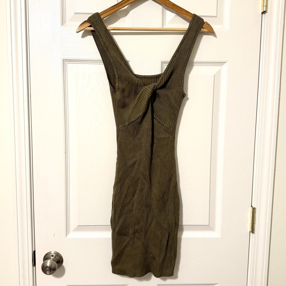 Abercrombie & Fitch Reversible Knit Ribbed Mini Dress Size Small Green Sweater - Picture 6 of 8